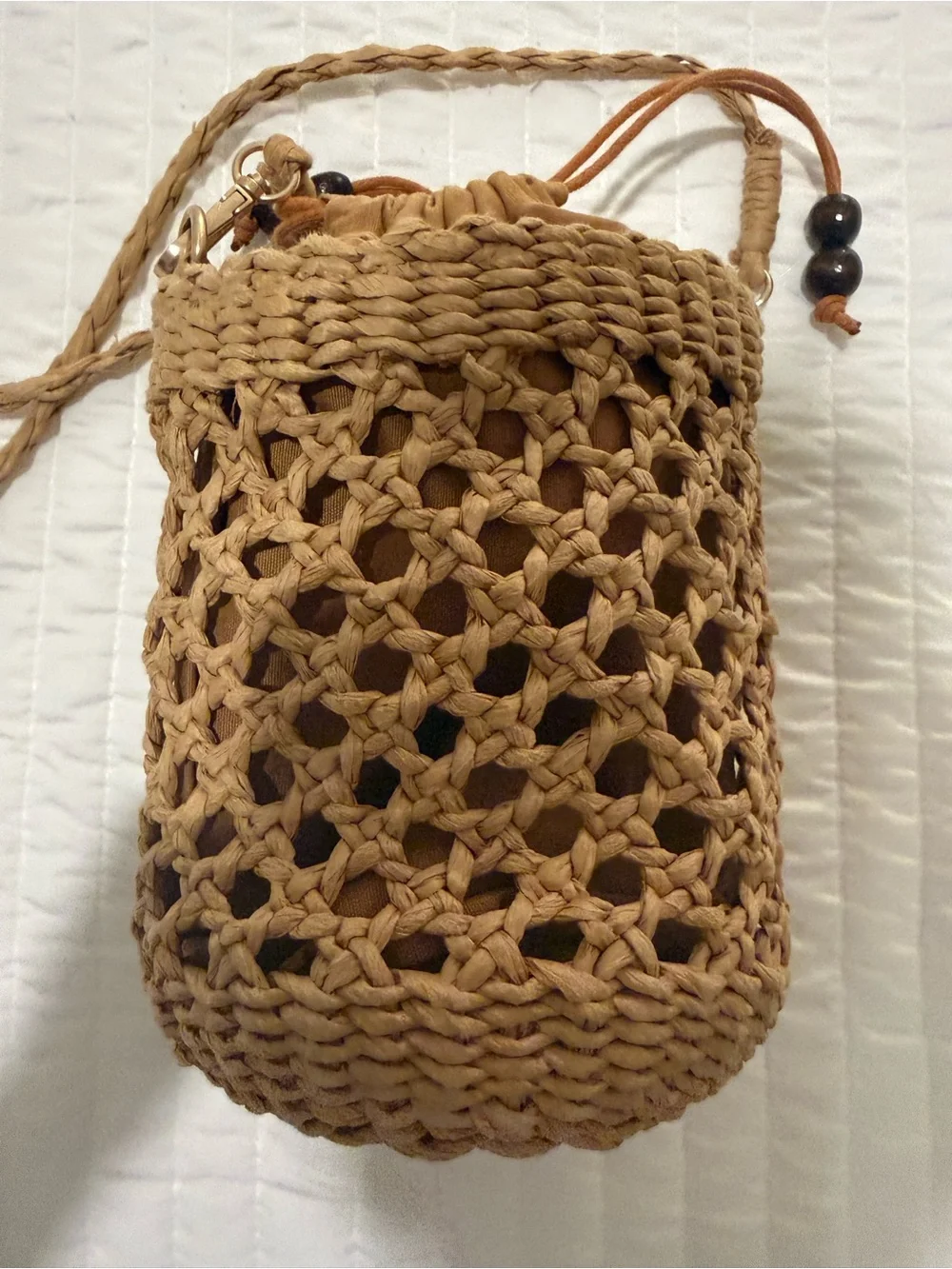L’ space Sayulita Woven Bucket Crossbody Bag in Natural Tan